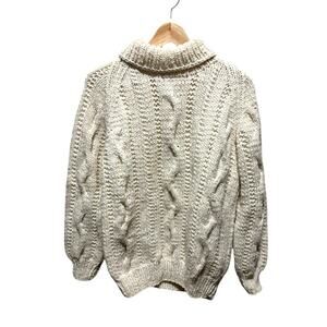 Vintage Fisherman Sweater Flaherty Imports Kennebunkport White Wool Blend Large